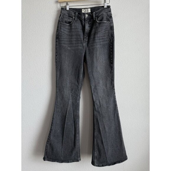 Free People Robin CRVY High Rise Flare Jeans Gray Black Wash Womens Size 28 Boho - Picture 5 of 11